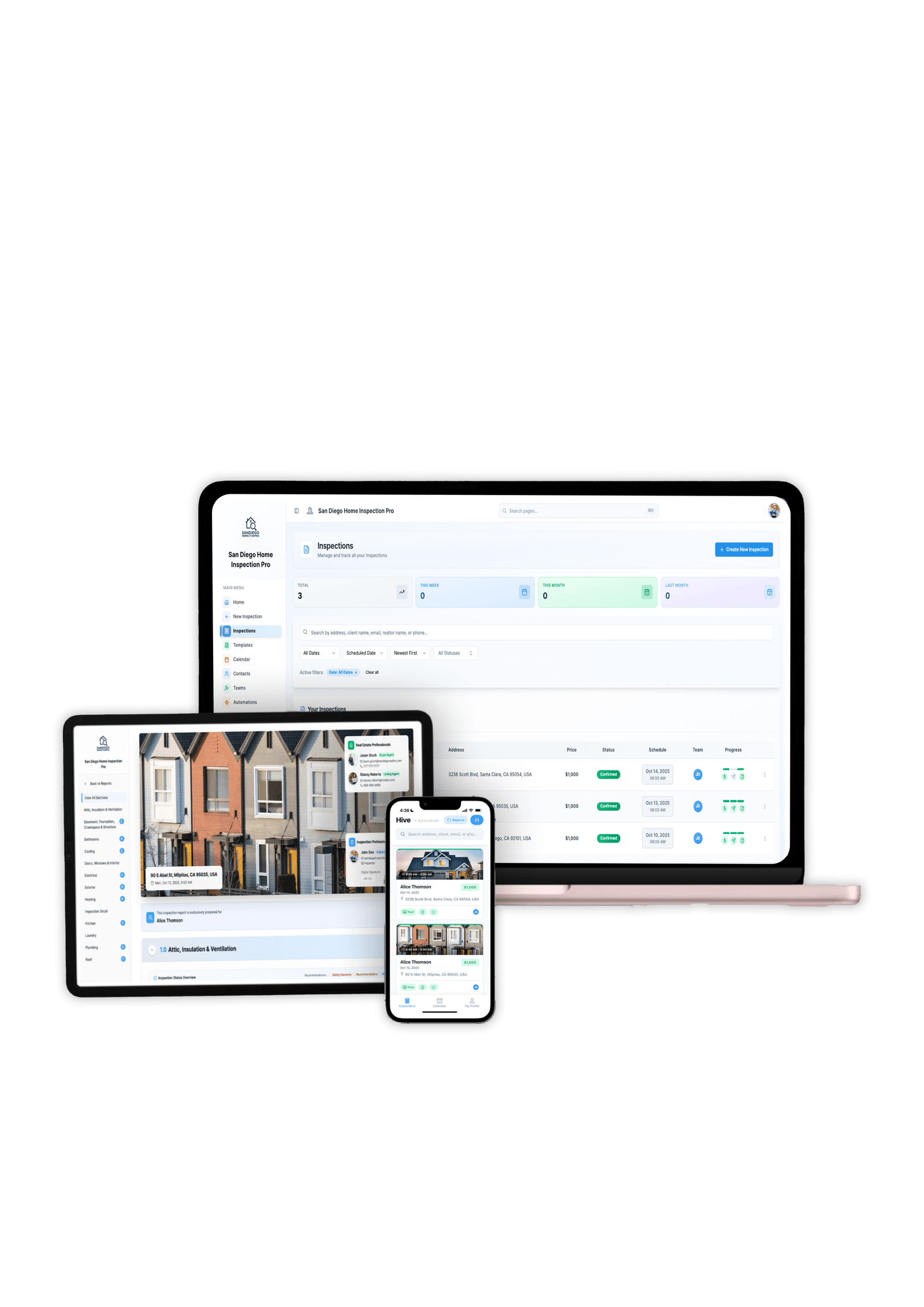 Hive Inspect AI home inspection software that writes reports with you across devices